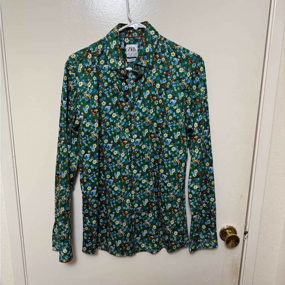 Zara Green Floral Print Shirt